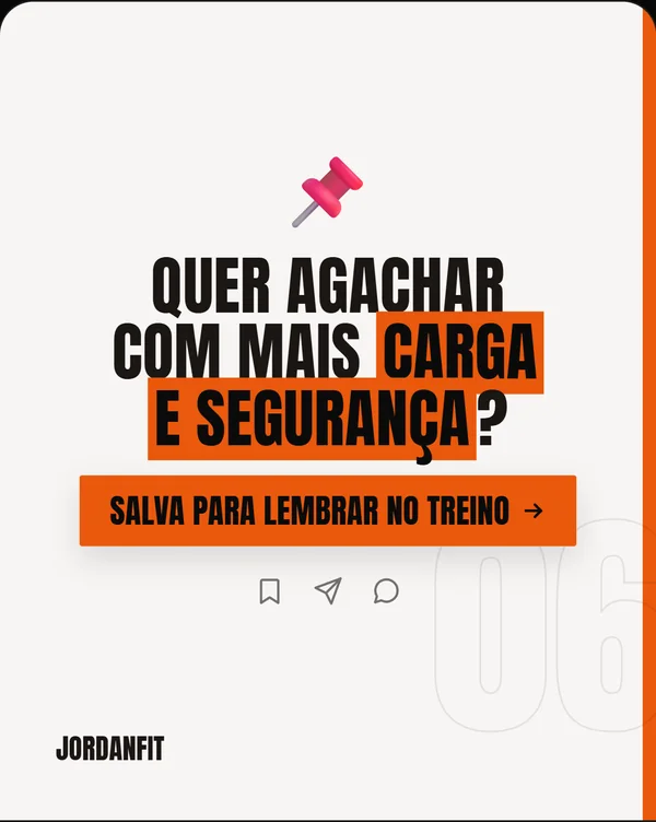 Slide de chamada final com a pergunta Quer agachar com mais carga e segurança? e o botão Salva para lembrar no treino